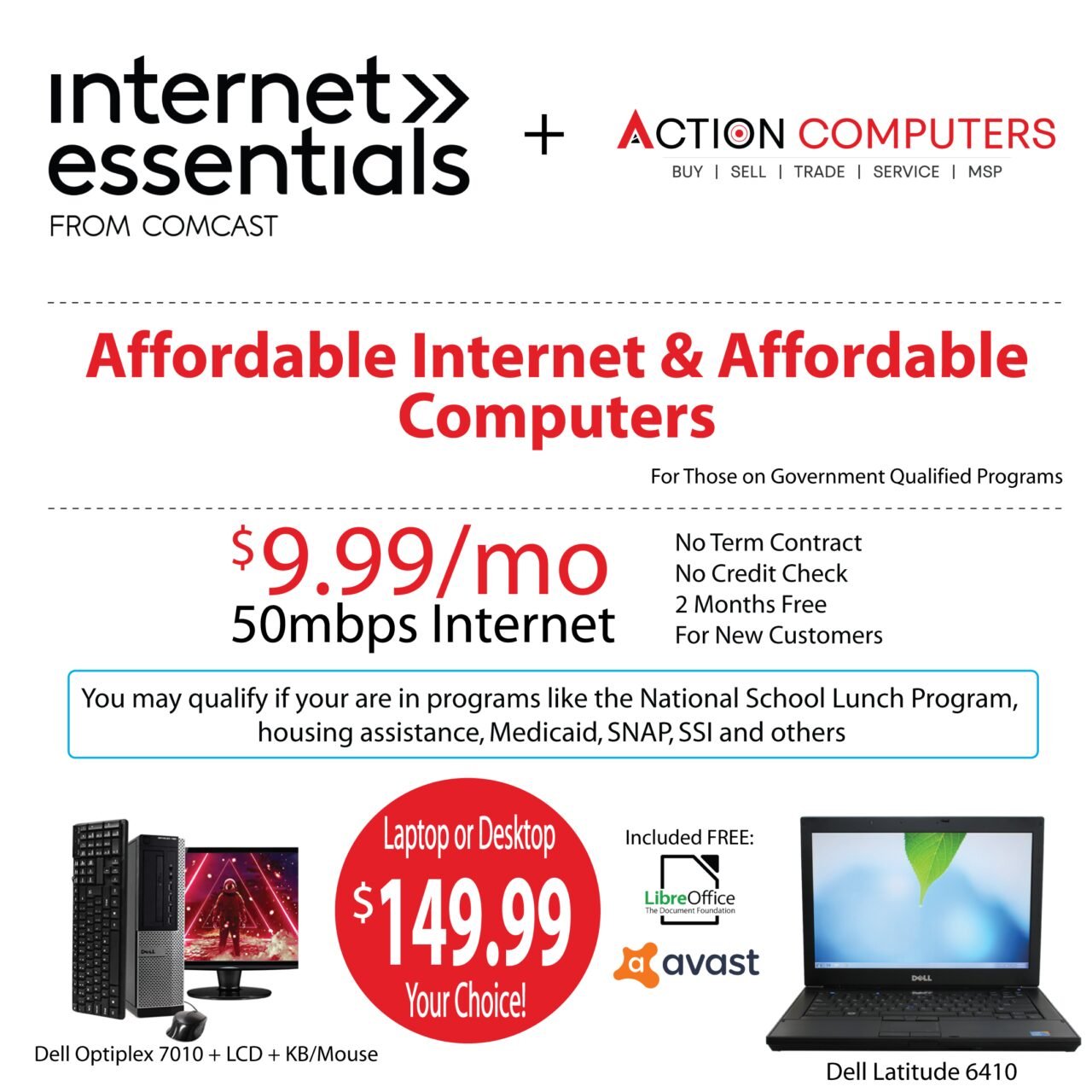 9.99/mo Comcast xFinity + Complete Desktop Computer INCLUDING